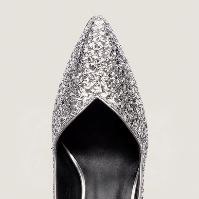 Escarpins slingbacks et à bouts pointus argent