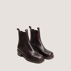 Boots Chelsea &agrave; talons et bouts ronds marron fonc&eacute;