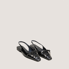 Ballerines slingbacks &agrave; lacets noir