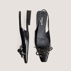 Ballerines slingbacks &agrave; lacets noir