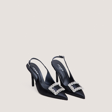 Escarpins slingbacks &agrave; bouts pointus noir