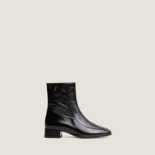 Bottines à bout carré en cuir vieilli noir | VAREL | Jonak