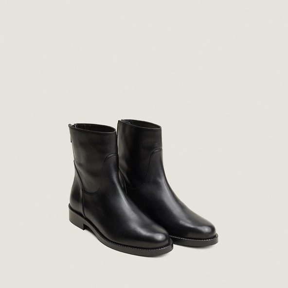 Bottines à zip et à talons en cuir noir | VELDA | Jonak