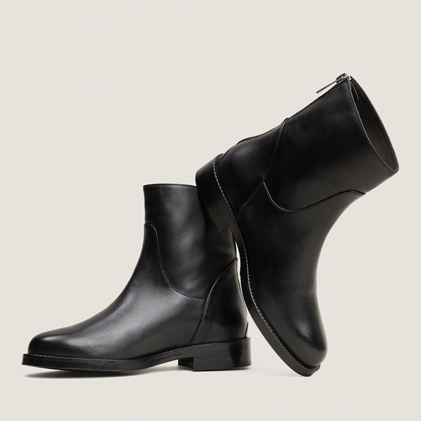 Bottines à zip et à talons en cuir noir | VELDA | Jonak