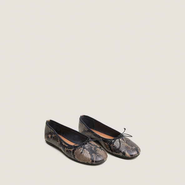 Ballerines à petits lacets en cuir effet python taupe | DALLETTE | Jonak