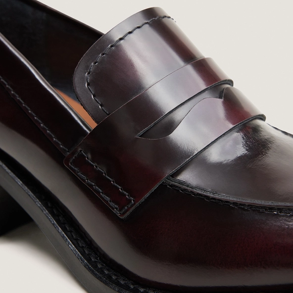 Mocassins &agrave; talon en cuir glac&eacute; bordeaux | DOLLEGE | Jonak