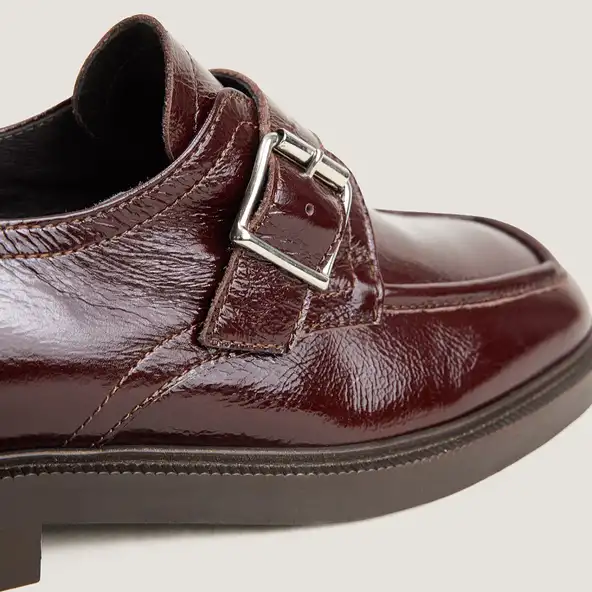 Derbies à boucle en cuir vieilli chocolat | DAMELIA | Jonak