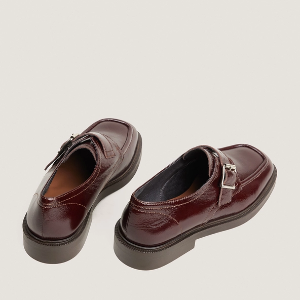 Derbies à boucle en cuir vieilli chocolat | DAMELIA | Jonak