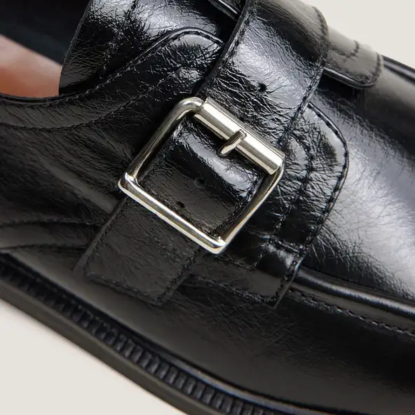 Derbies à boucle en cuir vieilli noir | DAMELIA | Jonak