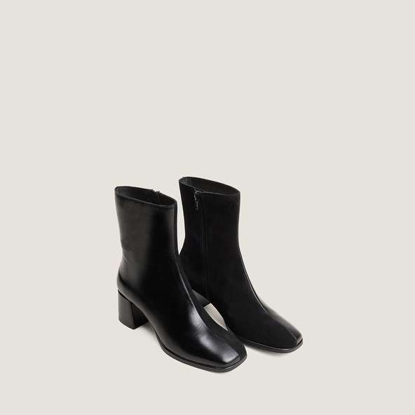 Boots &agrave; talon en cuir noir et croute noire | VIPO | Jonak