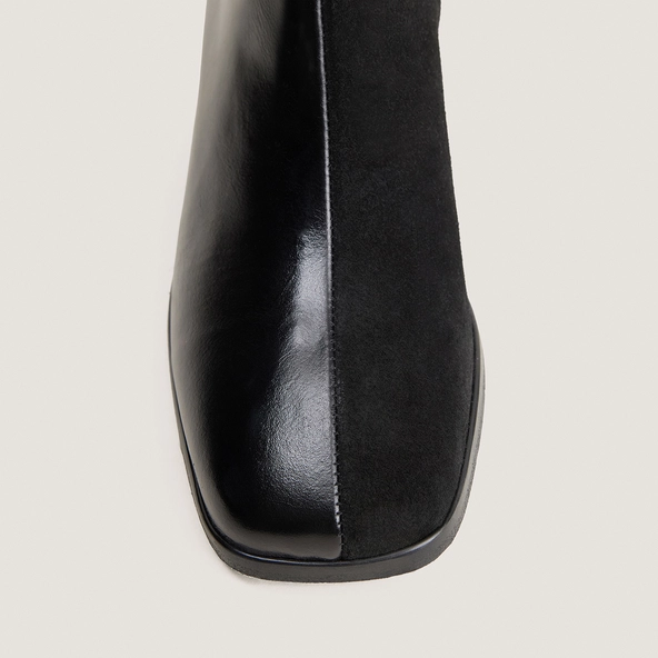 Boots &agrave; talon en cuir noir et croute noire | VIPO | Jonak
