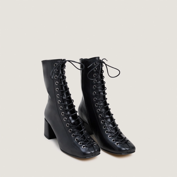 Bottine à talon en cuir noir | VAMELINE | Jonak