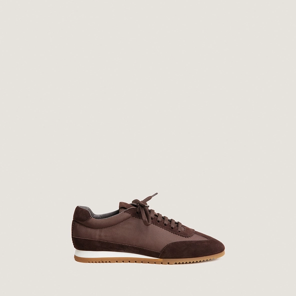 Baskets à lacets en velours marron et nylon marron | DUTA | Jonak