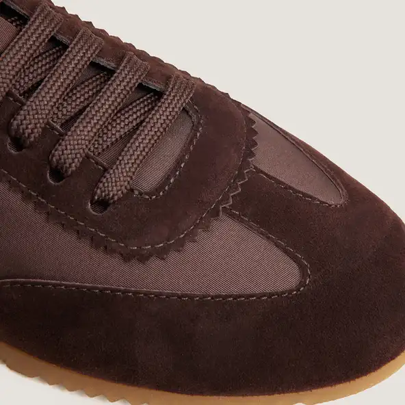 Baskets à lacets en velours marron et nylon marron | DUTA | Jonak