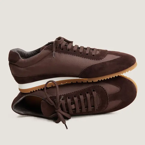 Baskets à lacets en velours marron et nylon marron | DUTA | Jonak