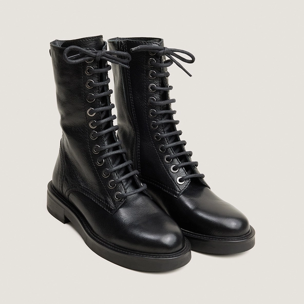 Boots à talons en cuir grainé noir | APHELIE | Jonak