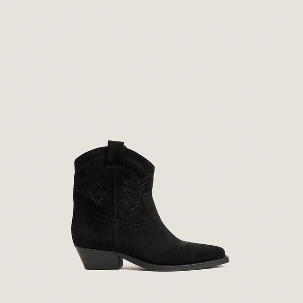 Bottines à bouts pointus en croûte noire | DELUS | Jonak