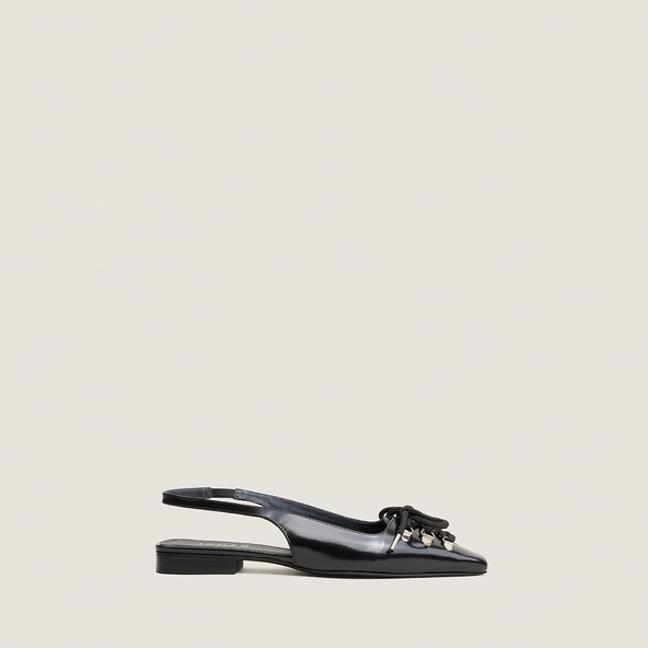 Ballerines slingbacks à lacets en cuir glacé noir | DINOU | Jonak