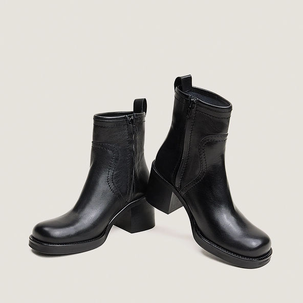 Bottines à talon en cuir noir | DIVALO | Jonak