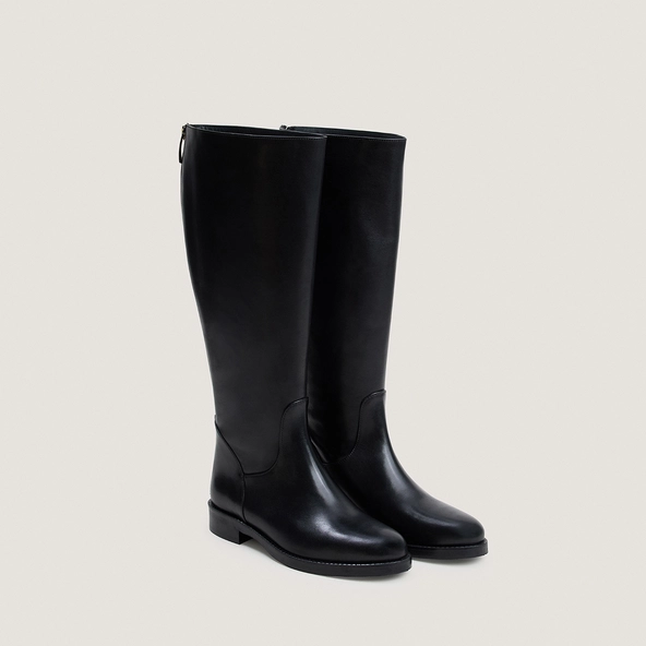 Bottes à talon en cuir noir taille mollet L | FLEUR | Jonak