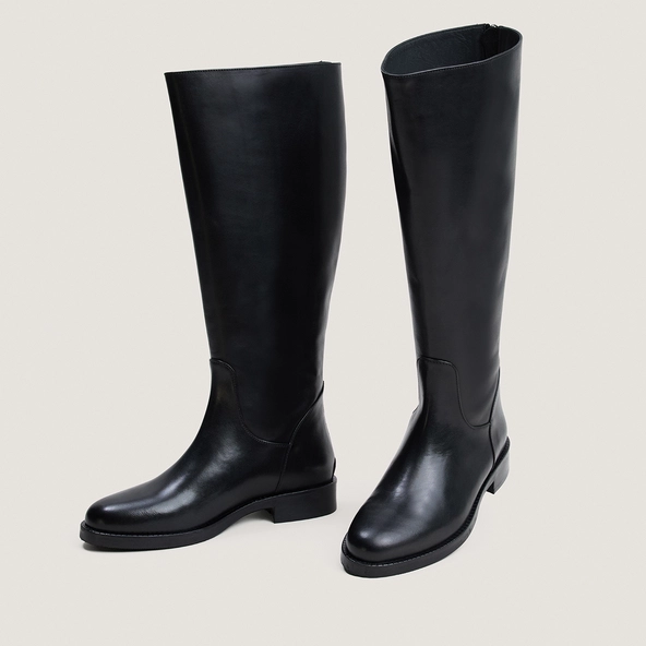 Bottes à talon en cuir noir taille mollet L | FLEUR | Jonak