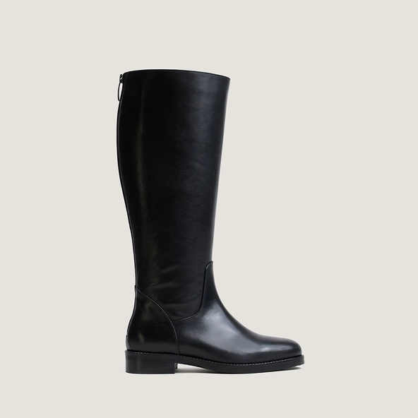 Bottes à talons en cuir noir taille mollet M | FLEUR | Jonak