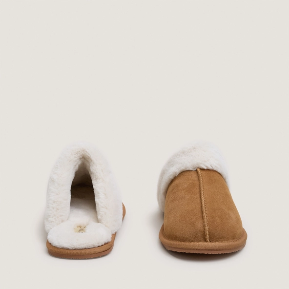 Chaussons en croute noisette et fourrure synthétique noisette | JUNIOR | Jonak
