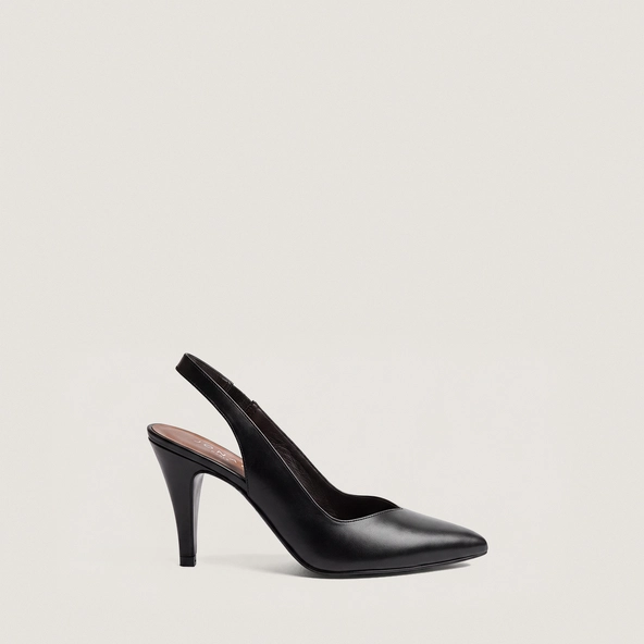 Escarpins slingbacks et à bouts pointus en cuir noir | DILETTO | Jonak