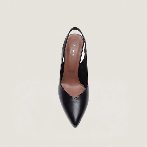 Escarpins slingbacks et à bouts pointus en cuir noir | DILETTO | Jonak