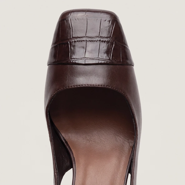 Escarpins à talon en cuir effet croco noir et cuir noir | DESTINO | Jonak