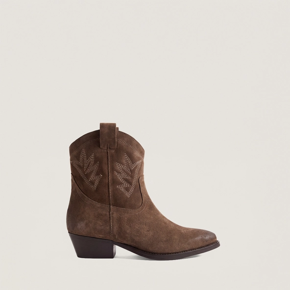 Bottines à bouts pointus en croûte taupe | DELUS | Jonak
