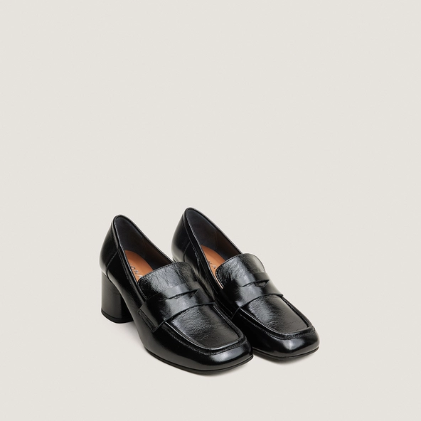 Mocassins à bouts carrés en cuir brillant noir | DUCHE | Jonak