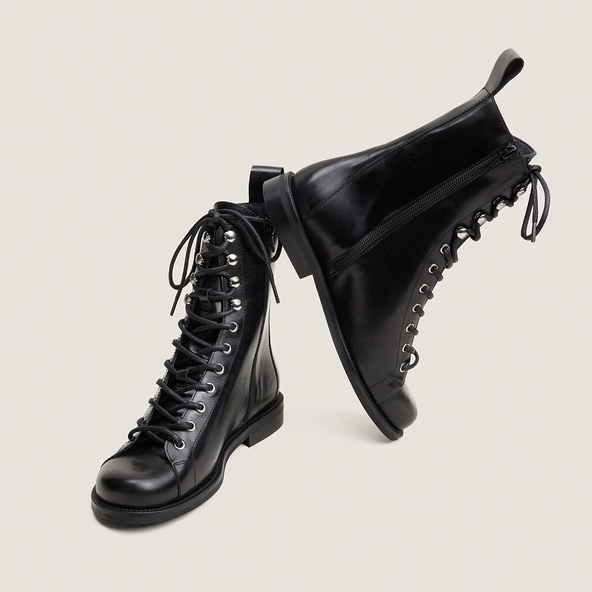 Boots à bouts ronds en cuir noir | DALIXO | Jonak
