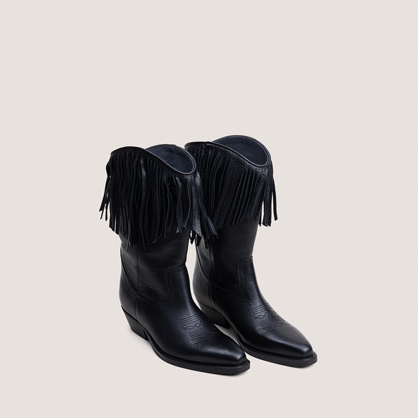 Bottes à talons et bouts pointus en cuir grainé noir | DELEANE | Jonak