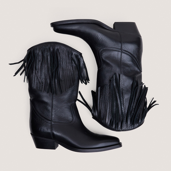 Bottes à talons et bouts pointus en cuir grainé noir | DELEANE | Jonak