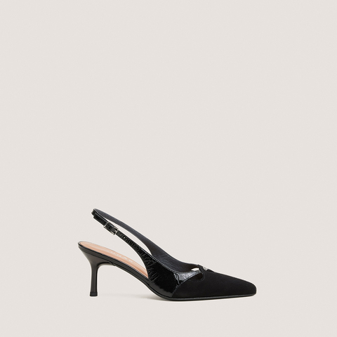 Escarpins &agrave; talon noir