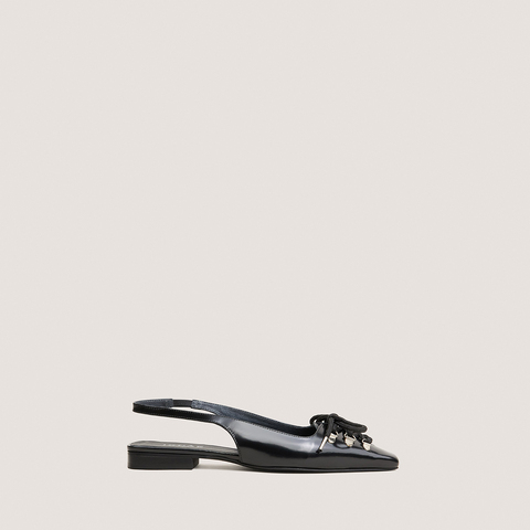 Ballerines slingbacks &agrave; lacets noir