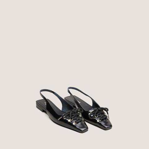 Ballerines slingbacks &agrave; lacets noir