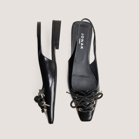 Ballerines slingbacks &agrave; lacets noir