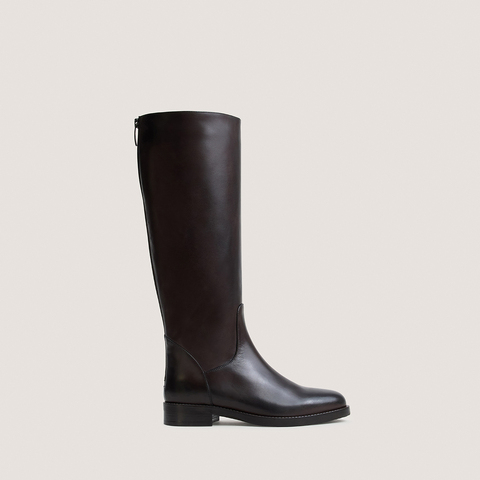 Bottes &agrave; bouts ronds marron fonc&eacute;