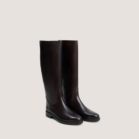 Bottes &agrave; bouts ronds marron fonc&eacute;