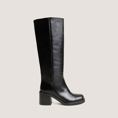 Bottes &agrave; talons et bouts ronds noir