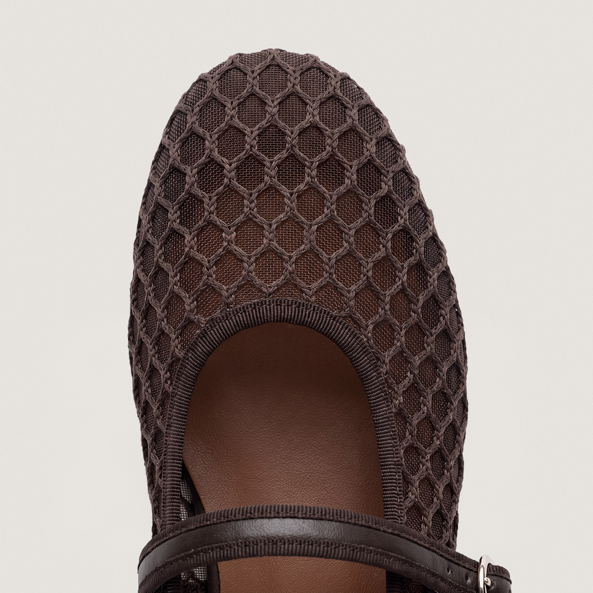 Ballerines &agrave; brides en mesh marron et cuir marron | DEESSIA | Jonak