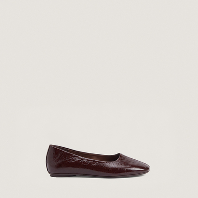 Ballerines &agrave; bouts ronds en cuir brillant marron | DALLETUS | Jonak