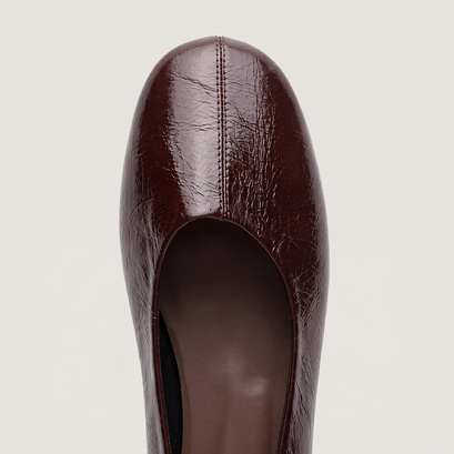 Ballerines &agrave; bouts ronds en cuir brillant marron | DALLETUS | Jonak