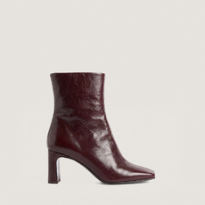 Bottines &agrave; bouts carr&eacute;s marron fonc&eacute;