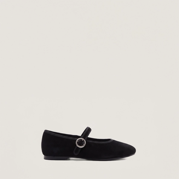 Ballerines à brides et boucles ajustables en velours noir | DEESSE | Jonak