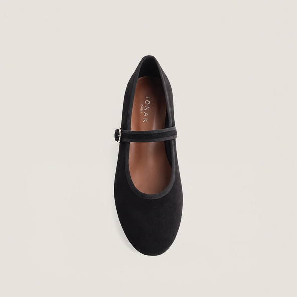 Ballerines à brides et boucles ajustables en velours noir | DEESSE | Jonak