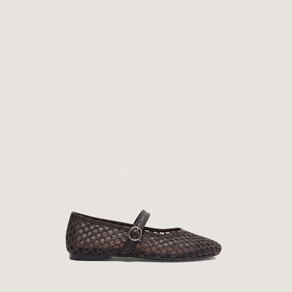 Ballerines &agrave; brides en mesh marron et cuir marron | DEESSIA | Jonak