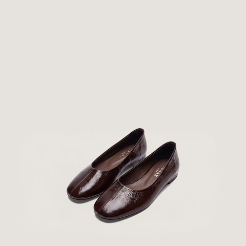 Ballerines &agrave; bouts ronds marron